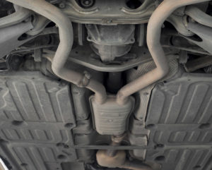 Bottom of car showing exhaust system