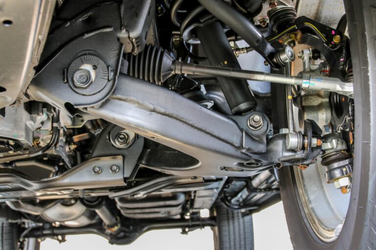 Close up view of the suspension system 